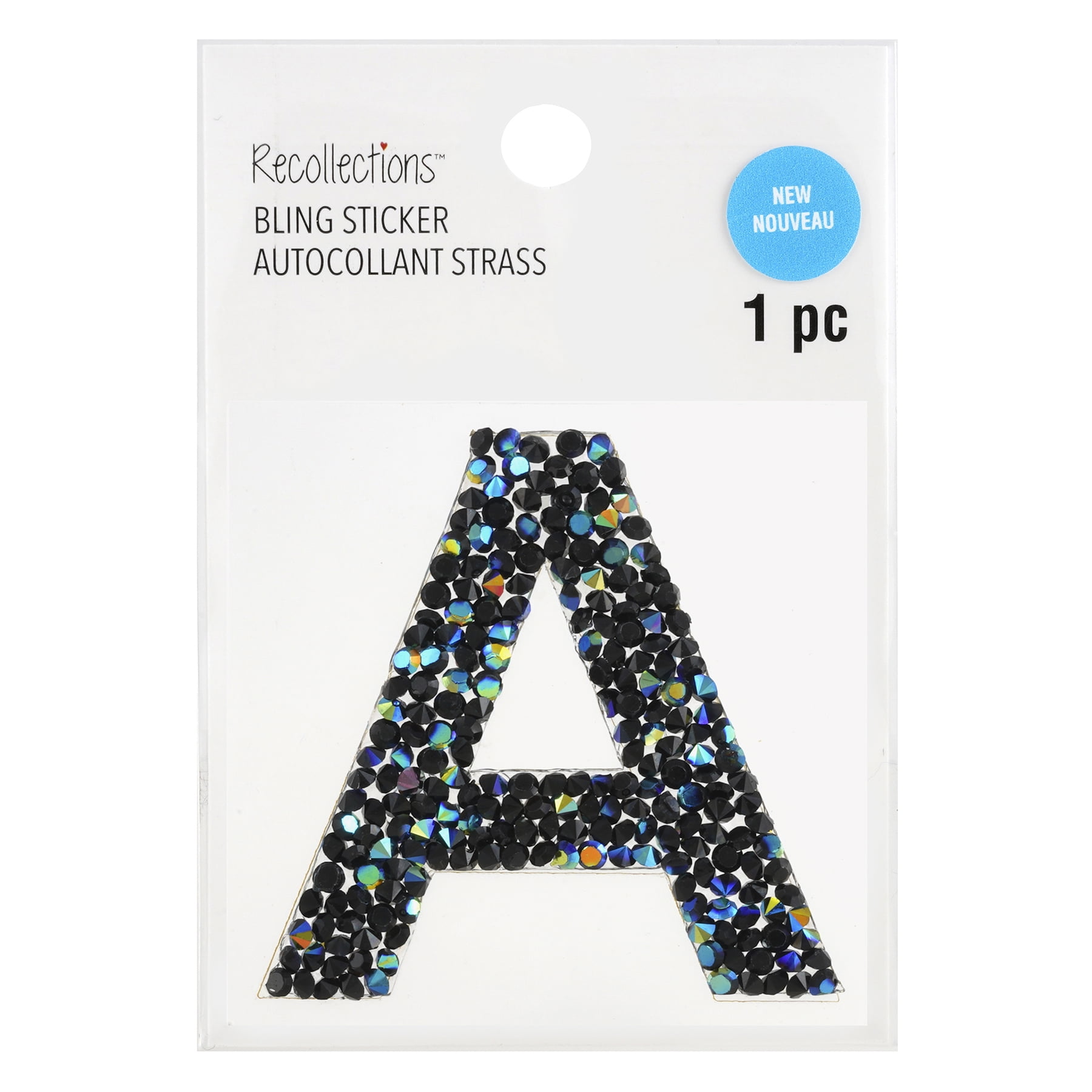 Recollections Black AB Letter Bling Sticker, 12 Pack