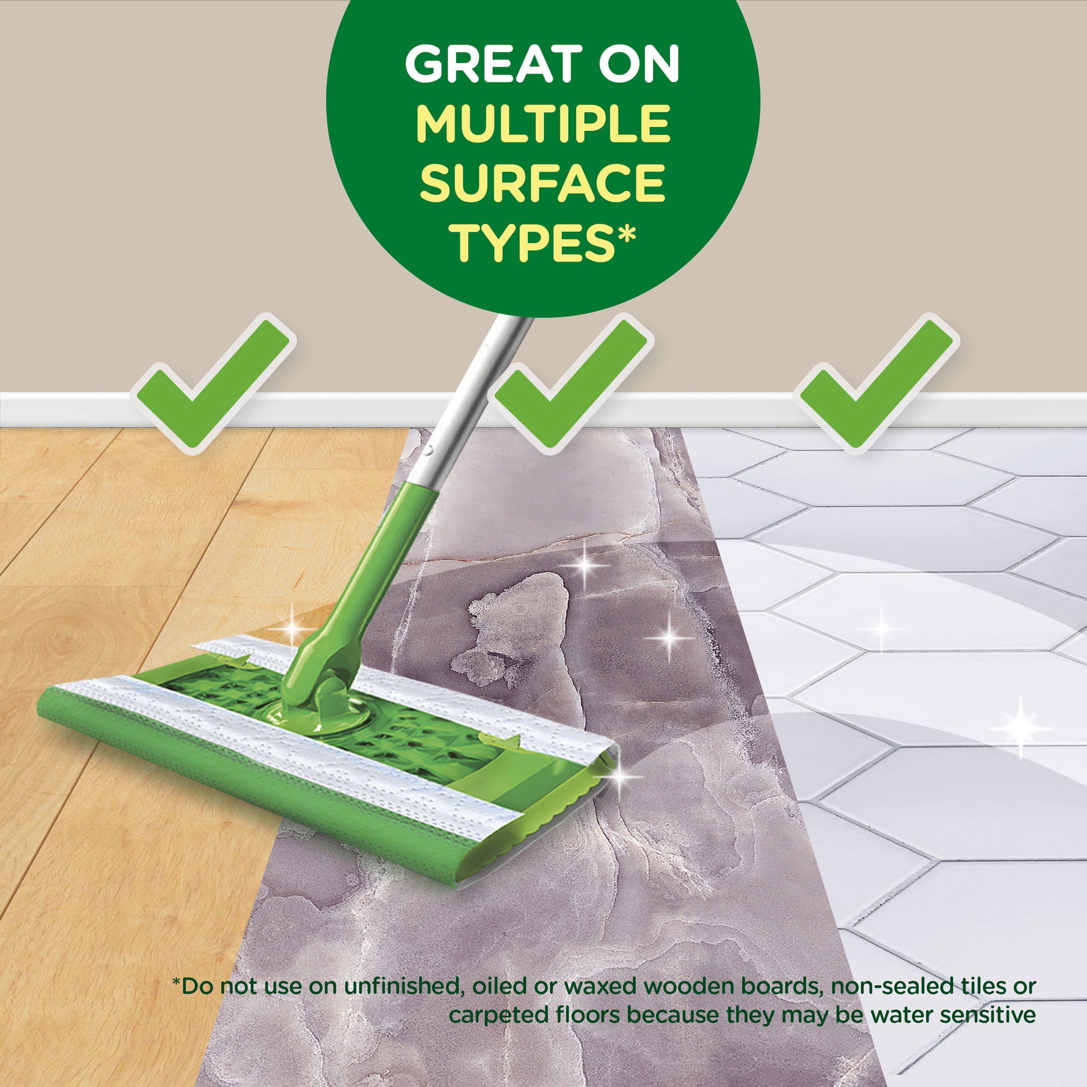 (3 pack) Swiffer Mop & Go Wet Refills, Gain, 12 Count