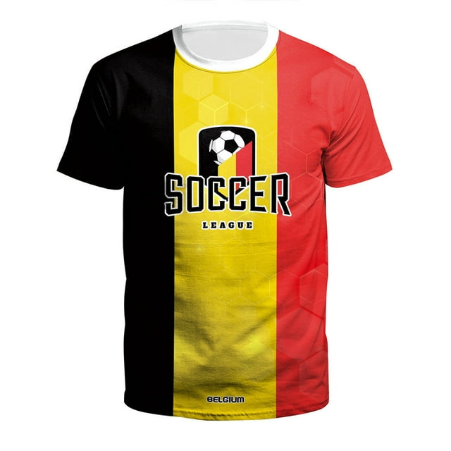 T-Shirt de Football Manches Courtes Imprimé Fans de la Coupe du Monde, Adulte Jeunesse-Week
