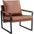 thumbnail image 5 of LuxyHoom Metal Frame Armchair, Pu Leather Upholstery, Padded Upholstered Backrest, Comfortable Armchair, Reading Chair, Suitable for Living Room, Bedroom and Office (Brown), 5 of 18