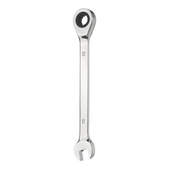 Ratcheting Combination Wrench 10mm Metric 12-Point Box and Open End CR-V Steel