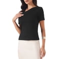 thumbnail image 4 of INSPIRE CHIC 2026 Summer Tops for Women Asymmetrical Neck Slim Fit Shirts Going Out Tops Fashion Casual Tee XS Black, 4 of 6