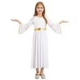 thumbnail image 2 of Aislor Girls Praise Dance Dress Liturgical Worship Metallic Patchwork Bell Long Gown Church Dancewear White 16, 2 of 7
