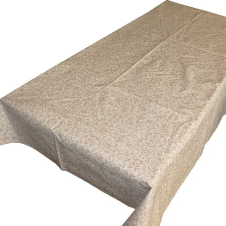 

Floral Vines Beige PVC Plastic Tablecloth / Table Cover with Nonslip Flannel Backing
