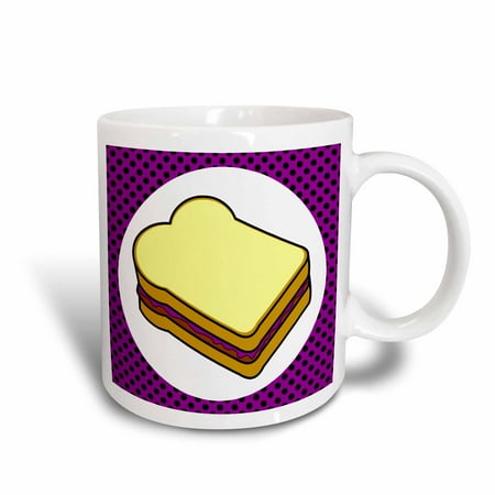 Grape Ceramic - 3dRose Kawaii Food - Peanut Butter and Grape Jelly - Ceramic Mug, 11-ounce