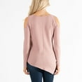 thumbnail image 4 of Womens S/M Pink Waffle Thermal Cold Shoulder Asymmetrical Hem Long Sleeve Top by Howard's, 4 of 4