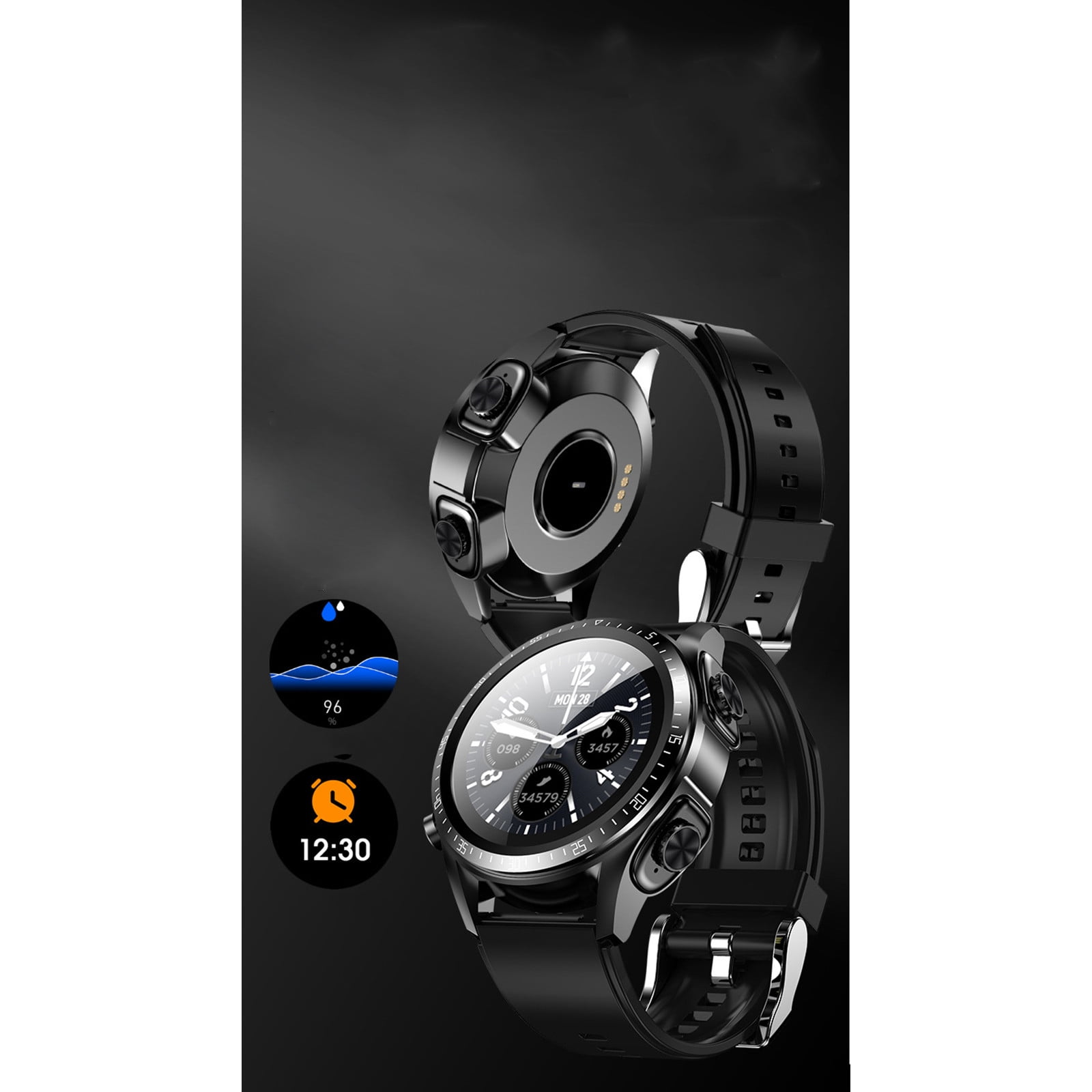 Smart Watches for Women Men - Bluetooth Watch With Earbuds, Round Fitness Watch With Pedometer, Calories, Sleep Monitor, Stress Monitor For IOS And