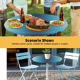 thumbnail image 6 of Elastic Fitted Round Tablecloth, Blue Teal Grey Ombre Waterproof Stretch Table Cover for 45"-54" Tables, Farmhouse Gradient Minimalist Washable Outdoor Tablecloths for Patio, Picnic, Camping, 6 of 9