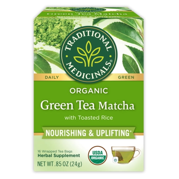 Traditional Medicinals, Organic Green Tea Matcha with Toasted Rice, Tea Bags, 16 Ct