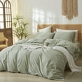 thumbnail image 2 of Washed Cotton Duvet Cover Set Linen Feel Natural Wrinkle Lightweight Comfy (King  Linen), 2 of 6
