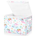 thumbnail image 2 of 40L Lidded Home Storage Bins Foldable Storage Box with Handle for Home Bedroom Closet, Sky Dolphins Printed, 2 of 7