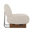 thumbnail image 4 of Benjara Cid Bob 29 Inch Accent Chair, Off White Fabric, Curved Back, Brown Wood, 4 of 6
