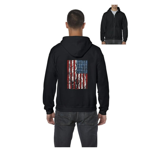 Men's Sweatshirt Full-Zip Pullover - American Flag 4th of July
