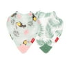 Nuby 2 Pack Soft Trends Cotton Muslin Bandana Teething Bib, Toucan & Leaf Pattern