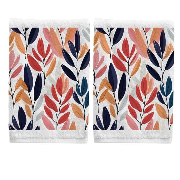 Ryvnso Leaves Hand Towels Set for Bathroom Cotton Face Towel Decorative 15.5x29.5 inch