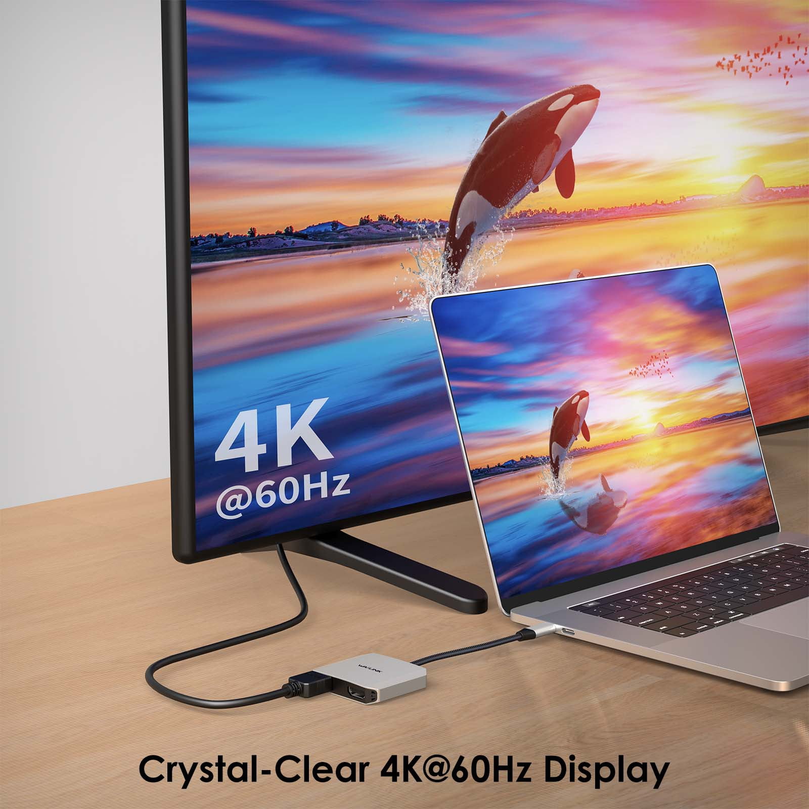 WAVLINK 4K@60Hz USB Hub, USB to Dual HDMI Adapter with 87W Charge for MacBook/Dell/HP/Lenovo Laptop