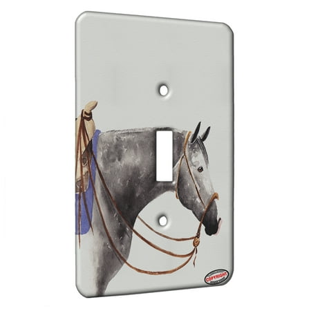 Horse Switch Plate Covers KuzmarK™ Single Gang Toggle Switch Wall Plate - Dappled Gray Quarter Horse Art by Denise Every ()