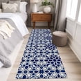 thumbnail image 4 of Navy Blue Geometric 2'x6' Runner Rugs for Hallway Kitchen Bedside Non Slip Washable, Vintage Abstract Art Entryway Rug Runners with Rubber Backing, Long Carpet Runner for Laundry Room, 4 of 8