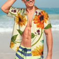 thumbnail image 7 of Pofeuu Sunflowers And Butterflies Print Hawaiian Shirt for Men Sleeves Casual Button Down Summer Beach Dress Shirts T-Shirts,Large, 7 of 7