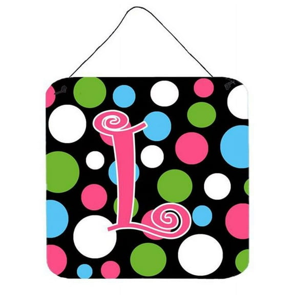 Carolines Treasures CJ1038-LCARC Monogram Initial L Polkadots & Pink Set of 2 Cup Holder Car Coaster