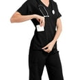 thumbnail image 3 of MLQIDK Black Scrubs Sets for Women Plus Size Nurse Uniforms Petite V-Neck Scrub Pants and Tops Medical Scrubs Scrub Joggers with Pockets Black S, 3 of 5