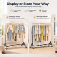 thumbnail image 3 of HOKEEPER Heavy Duty Commercial Z Base Garment Rack, 500 lbs Capacity Steel Clothing Display Rack with 2 Display Arms, Adjustable Height 60"-72", Transparent Dust Cover for Store & Home, Silver, 3 of 10