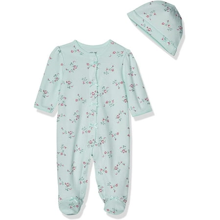 Little Me Baby Girls Footie and Hat 6 Months Floral Spray