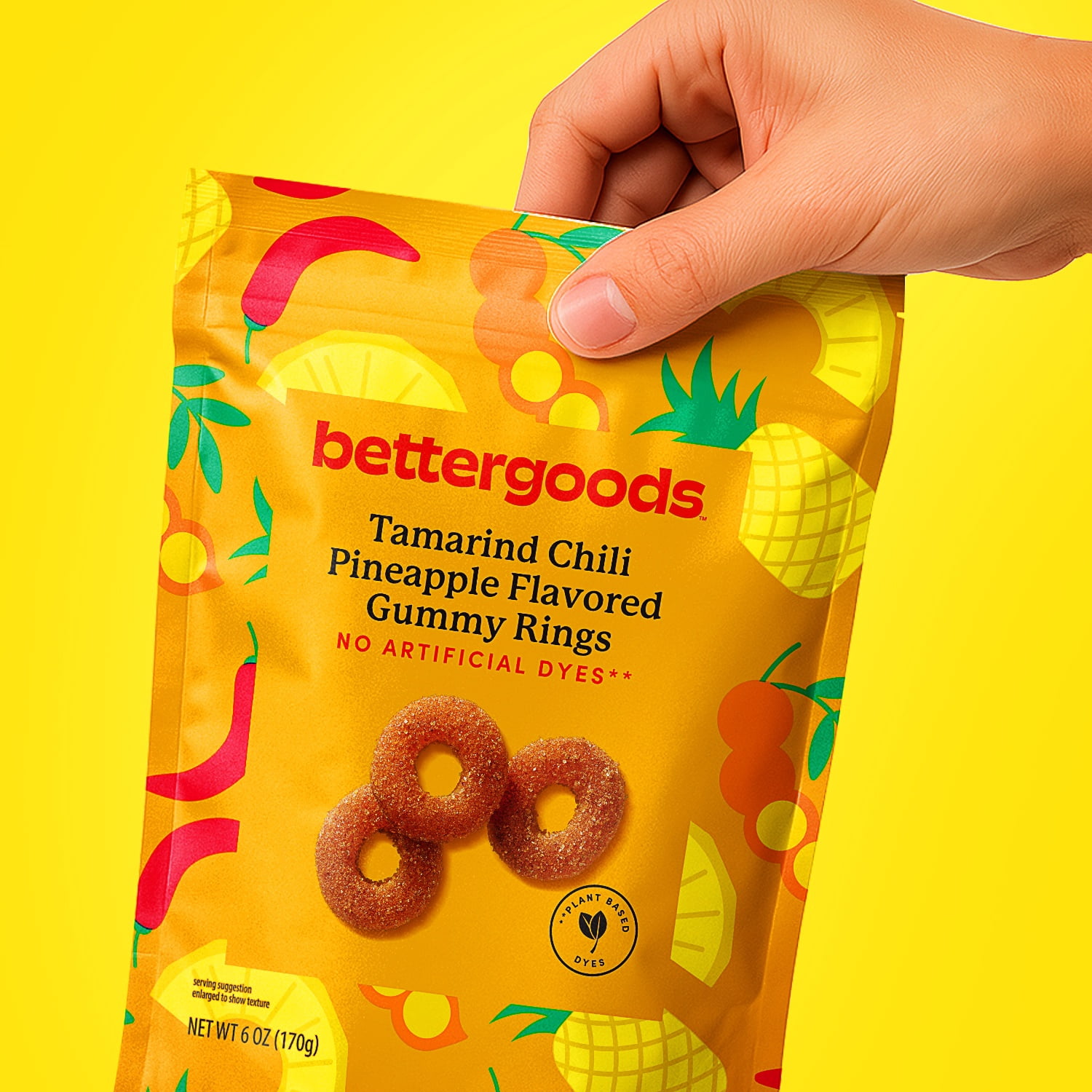 bettergoods Pineapple Chili Tamarind Flavored Gummy Rings, 6 oz