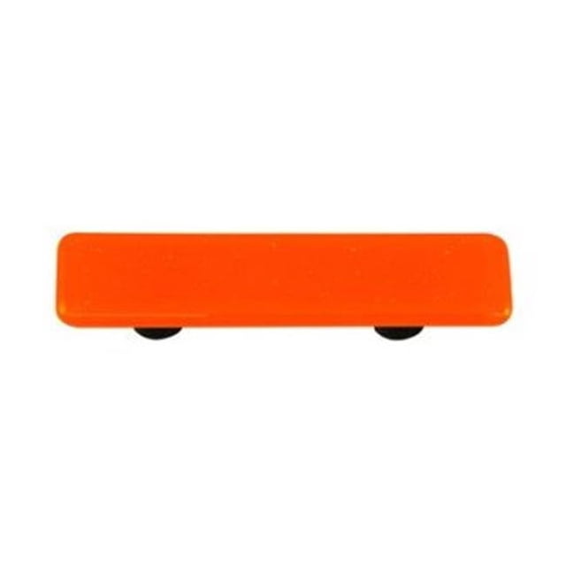 Opal Orange Rectangle Glass Cabinet Pull - Aluminum Post