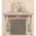 thumbnail image 2 of Emil Wolff 12x13 Black Ornate Wood Framed Double Matted Museum Art Print Titled: Design for a Chimney Piece Decorated with Figures of Venus and Cupid (ca. 1835-50), 2 of 5