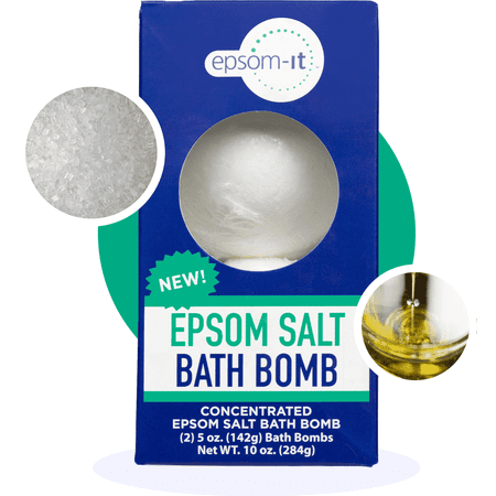 Epsom-It Epsom Salt Bath Bomb - Magnesium Sulfate Epsom Salts for Soaking Sore Muscles & Tired, Achy Feet, Magnesium Bath Soak for Women & Men, Unscented, 2-Pack