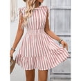 thumbnail image 4 of EASYBRA Women Striped V Neck Wrap Midi Dress Sleeveless High Waist Summer Elegant Casual Vacation Dress, 4 of 8