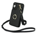 thumbnail image 5 of Designed for iPhone XR Case Wallet with Card Holder for Women Girls, Crossbody Case with Lanyard Strap, Protective PU Leather Purse Case with Ring Holder Stand for iPhone XR - Black, 5 of 10