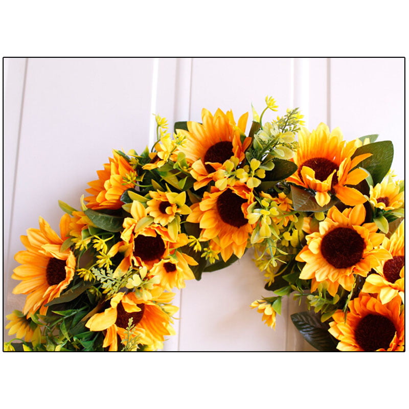 Hanging Pretty Artificial Sunflowers Flower Wreath Wall Home Party Props Decor