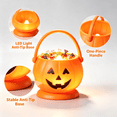 thumbnail image 4 of Boovnll Halloween Candy Bucket, Light Up Plastic Pumpkin Trick or Treat Bucket with Anti-Spill Base, 6 in Foldable Reusable Candy Bowl for Kids Party Decor, Orange, 4 of 8