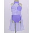 thumbnail image 5 of iiniim Kids Girls Halter Cutouts Modern Lyrical Dance Leotard Tulle Dress Ballet Latin Jazz Ice Skating Lavender 14, 5 of 7