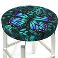 thumbnail image 3 of Xecao's Blue Floral with Butterflies Print Stool Covers offer stylish, washable protection for PU round bar stools, perfect for home or commercial use., 3 of 7
