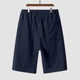 thumbnail image 4 of Mens Casual Linen Shorts with Drawstring Elastic Waist Shorts Summer Beach Vacation Golf Stretch Linen Shorts Flat Front Cotton Linen Daily Wear Outfit with Pockets,Blue 5XL, 4 of 5