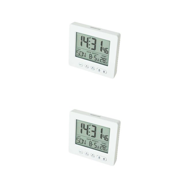 Matsuzay Reloj despertador LCD Fecha Relojes LED Temperatura Humedad Relojes de escritorio Blanco 2Conjunto