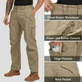 thumbnail image 3 of Asfixiado Cargo Pants for Men Fishing Hiking Trousers Outdoor Lightweight Work Construction Pants Khaki (No Belt), 3 of 6