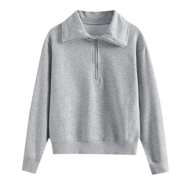 WEAIXIMIUNG Sweatshirts à Col Rond pour Femmes Graphique Automne Demi-Zip Hoodie Manches Longues Col Large