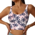 thumbnail image 2 of Uemuo Tropics Palm Trees Pattern Women's Sports Bra - High Impact Support, Breathable, and Comfortable Athletic Bra for Running, Yoga, and Workouts, 2 of 9