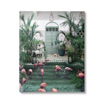 Stupell Industries Tropical Flamingo Pool Resort Graphic Art Gallery Wrapped Canvas Print Wall Art, Design by Ziwei Li