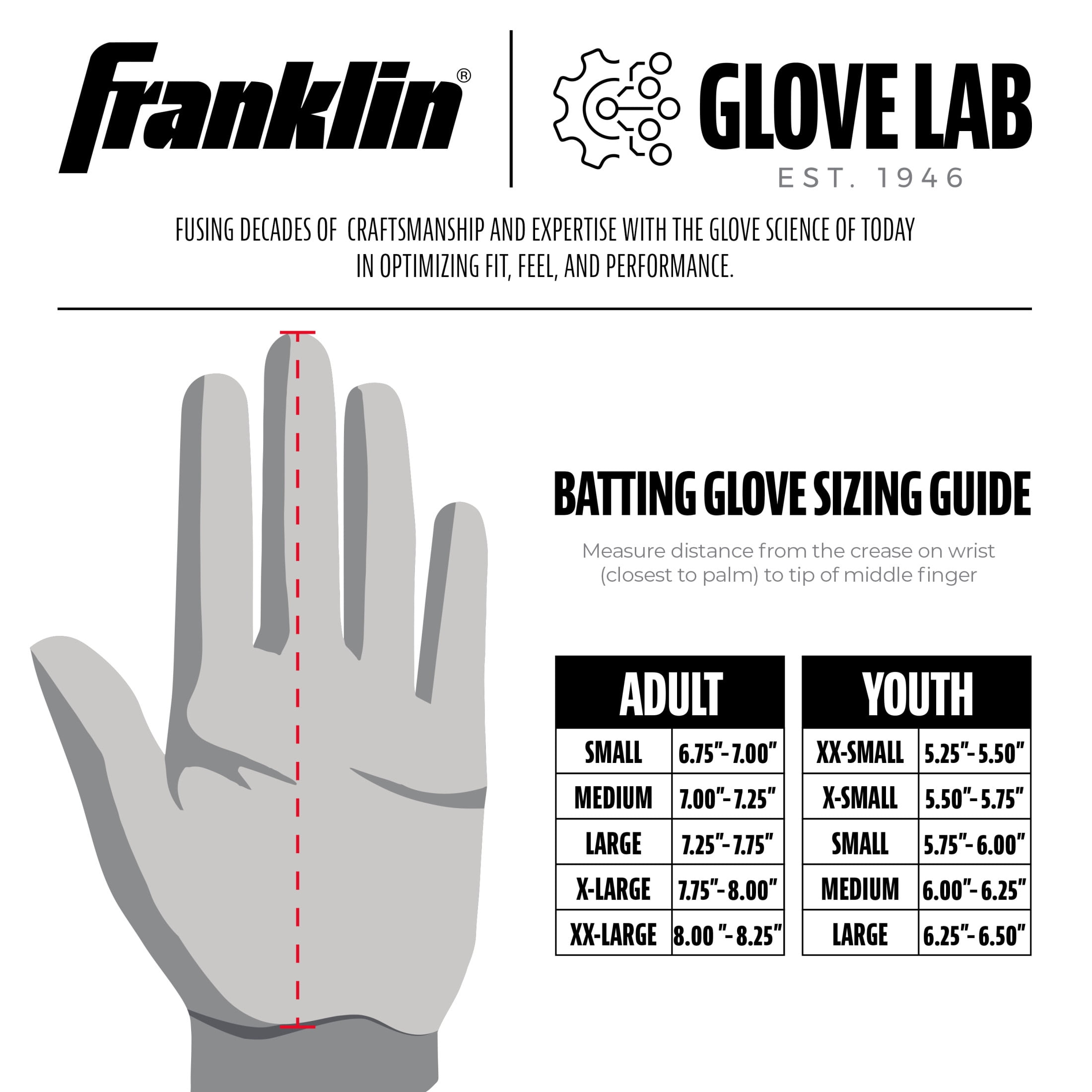 Franklin Sports MLB Batting Gloves - Powerstrap Chrome Adult Men's + Youth Batting Gloves Pair - Baseball + Softball Gear - Red - Adult Medium