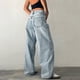 thumbnail image 3 of Vaqueros holgados de talle bajo para mujer - Pantalones vaqueros elásticos rectos y anchos de corte holgado estilo boyfriend, 3 of 6