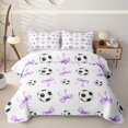 thumbnail image 2 of Feelyou Kawaii Football Twin Quilt Set for Girls, Girly Purple Bowknot Twin Coverlet Set, 2-Piece, 2 of 7
