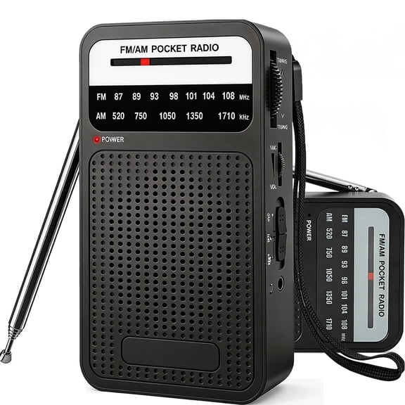 Meikoko Portable Radio AM FM, Loud Speaker Transistor Radio with 3.5mm Headphone Jack, Personal Radio for Long Trips, Pocket Radio for Indoor,Outdoor,Emergency Use Perfect Gift for Seniors,kids,Black