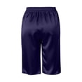 thumbnail image 5 of GEWSEY Women's Silk Satin Capri Pajamas Pants Loungewear Sleep Cropped Pants Elastic Waist Silky Lounge Pj Bottoms with Pocket (Dark Blue, S), 5 of 5