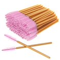 thumbnail image 1 of 300 Pack Mascara Wands Disposable Eye Lash Brushes Applicator for Eyelash Extensions Makeup Tool Bulk, Gold/Pink, 1 of 5