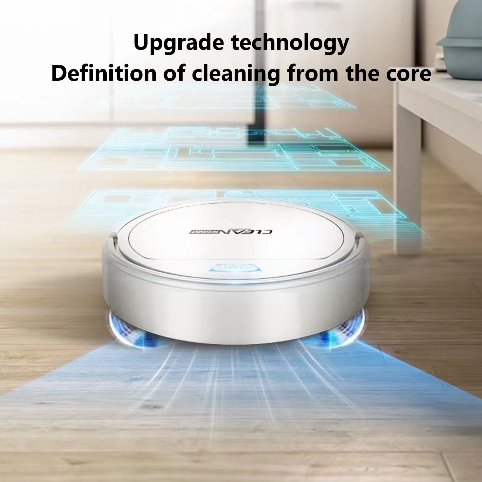Vikakiooze Robot Vacuum And Mop Combo, 3 In 1 Robotic Vacuum Cleaner With Dustbin/Brush, Blocked By Hair, Ideal For Hard Floor/Pet